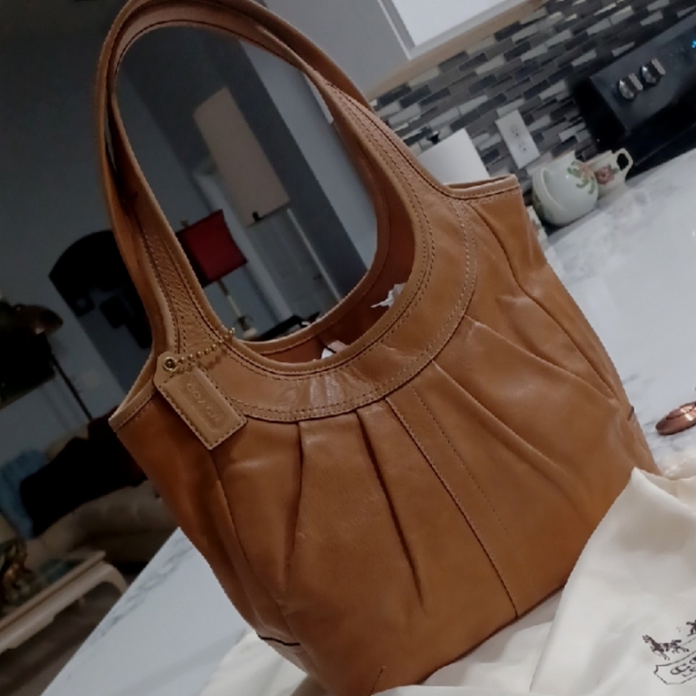 13IN COACH 2008 PLEATED ERGO 12240 TATTERSAL SHOULDER BAG - Picture 3 of 17